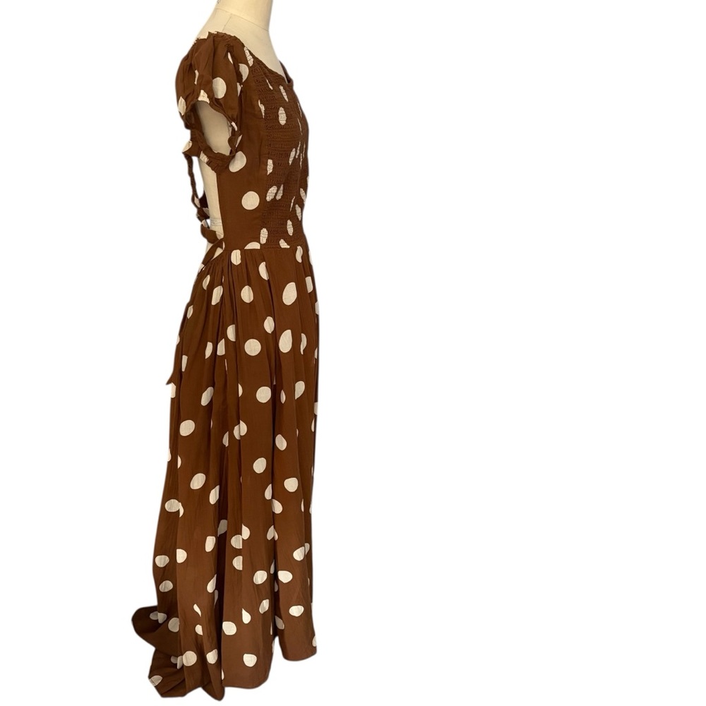 Free People Brown Polka Dot Maxi Dress with White Dots - Picture 5 of 10